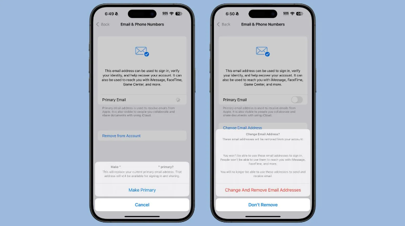 饶河苹果手机维修分享苹果 iOS 18.1 支持设置“主要”邮箱地址并更改 iCloud 邮箱 